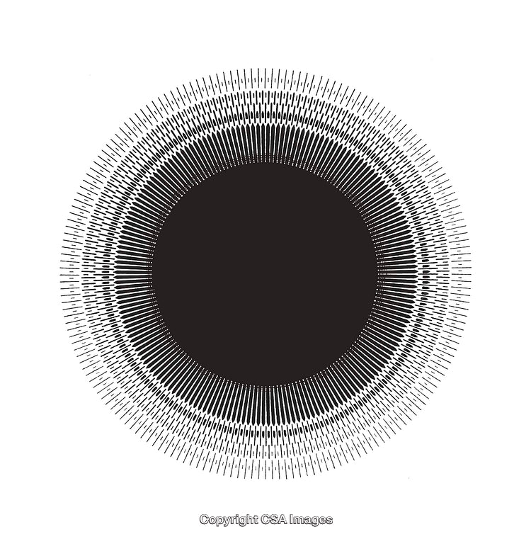Black and White Line Art Circular Abstract Design with Intricate Details