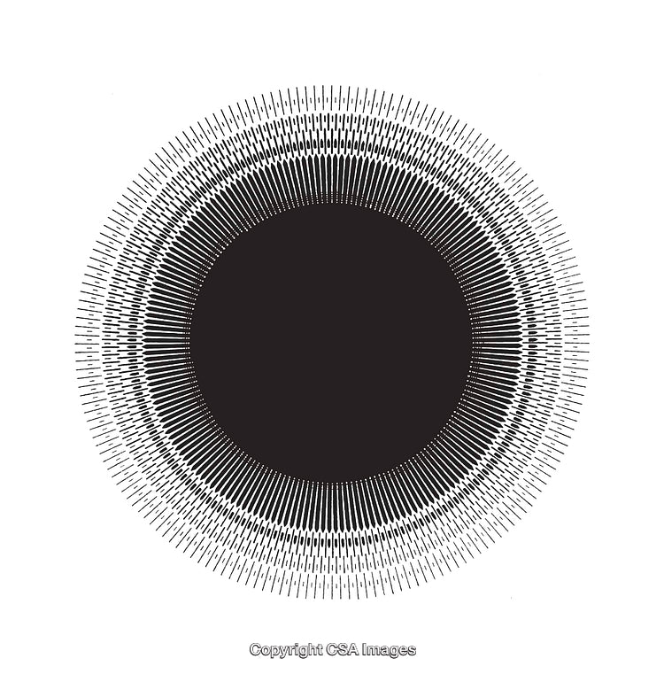 Black and White Line Art Circular Abstract Design with Intricate Details