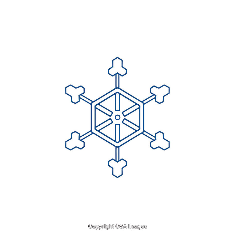 Minimalist Blue Snowflake Shape on White Background
