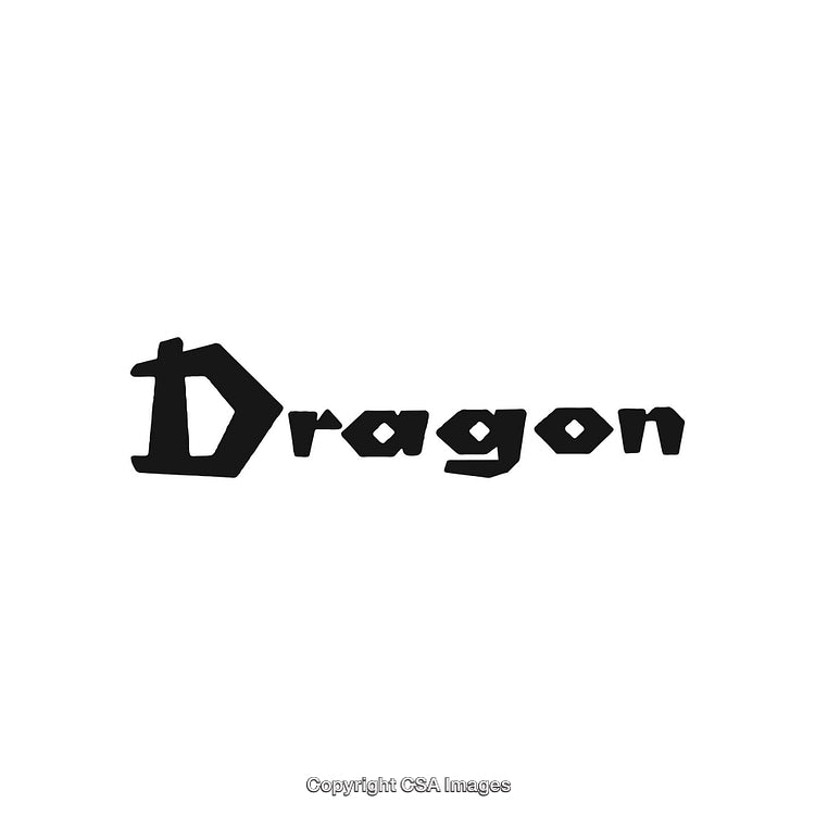 Stylized Word 'Dragon' Rendered in Bold Black Letters on White Background