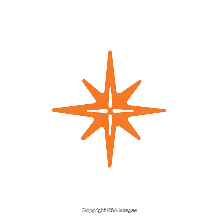 Bright Orange Eight-Point Star Dingbat on White Background