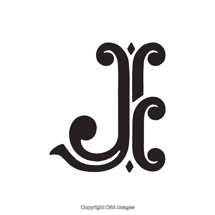 Decorative Monogram Featuring an Ornamental Letter J in Classic Style