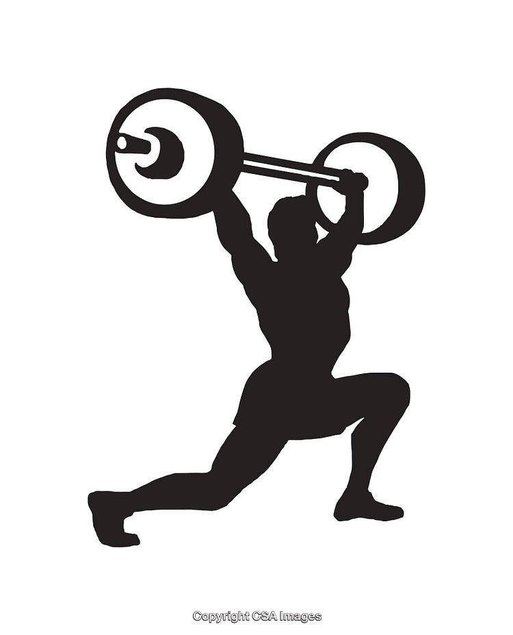 Silhouette of an Athlete Performing an Overhead Weightlifting Maneuver