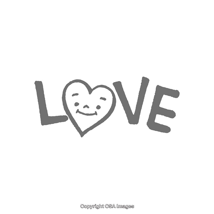 Minimalistic Word Art with Smiling Heart Representing the Theme of Love