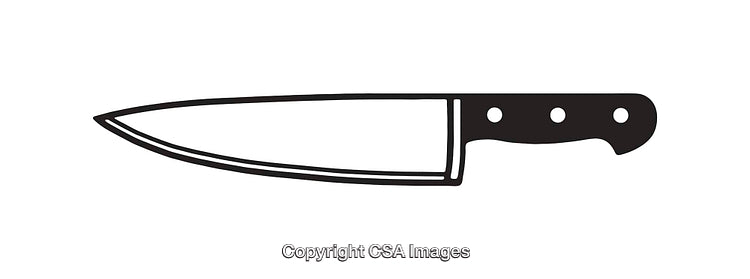 Monochromatic Line Art Illustration of a Chef's Knife with Minimal Details