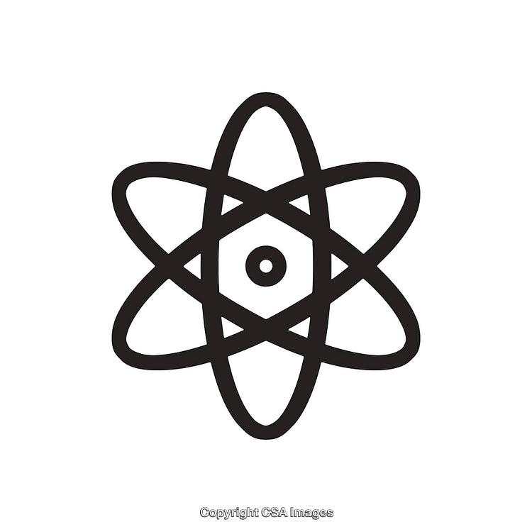 Simple Black and White Atomic Symbol Design Illustration