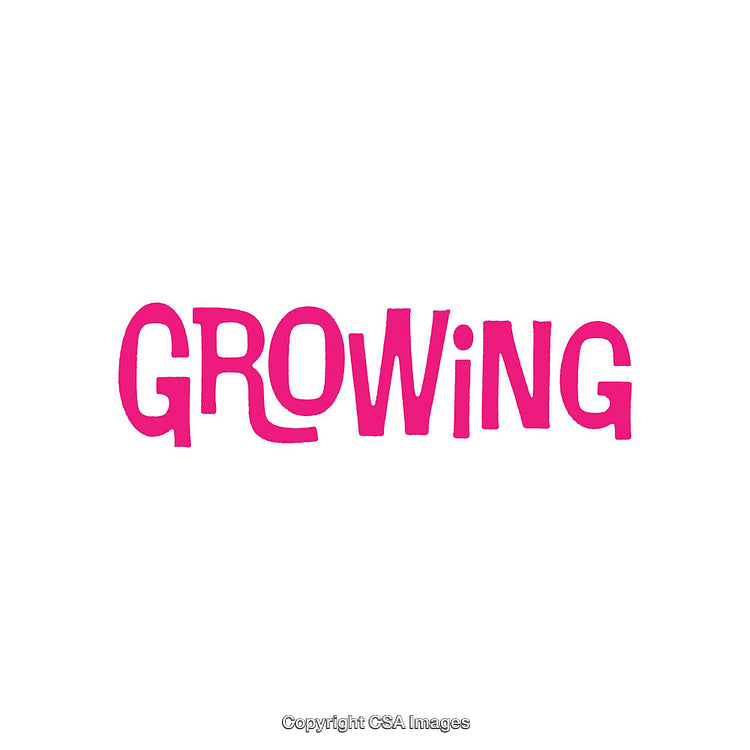 Bold Pink Typography Design Featuring the Word 'Growing' in Playful Letters