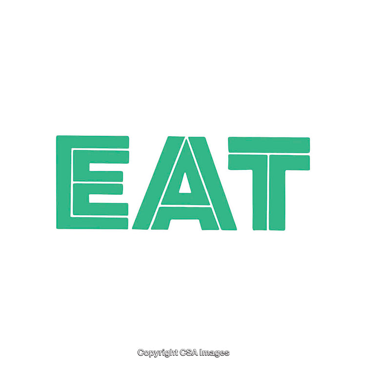 Minimalist Green Word Art Featuring the Word 'Eat' on a White Background