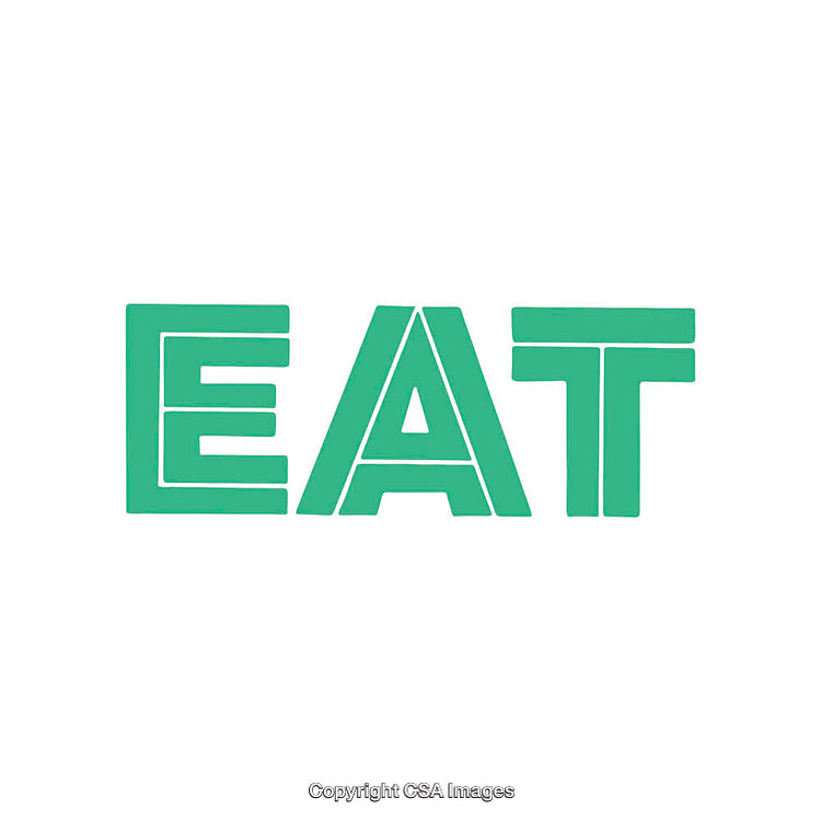 Minimalist Green Word Art Featuring the Word 'Eat' on a White Background