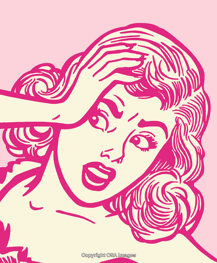 Retro Pop Art Style Illustration of Woman with Surprised Expression