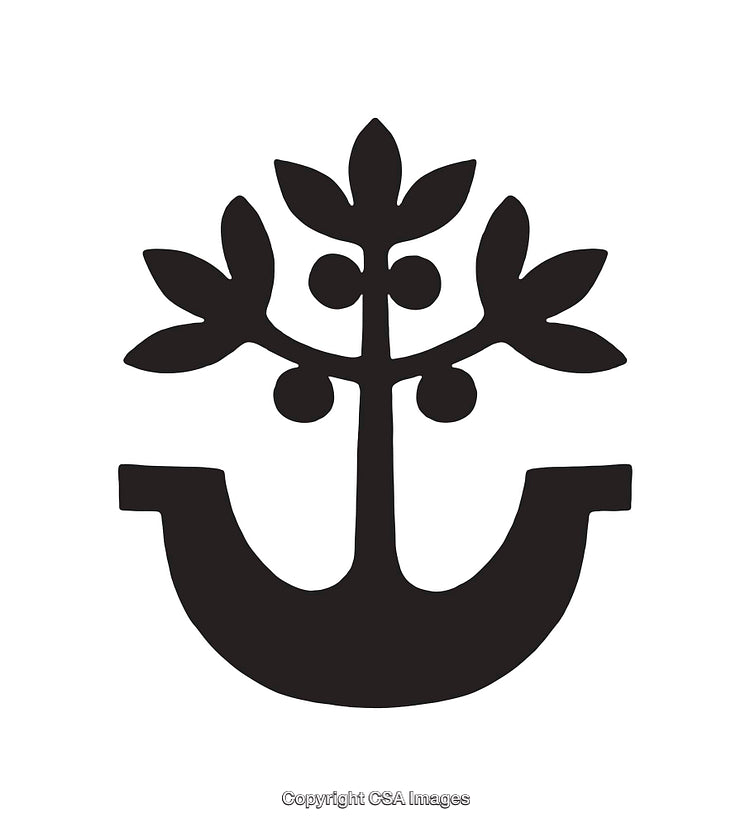 Black and White Line Art of Symbolic Tree Illustration