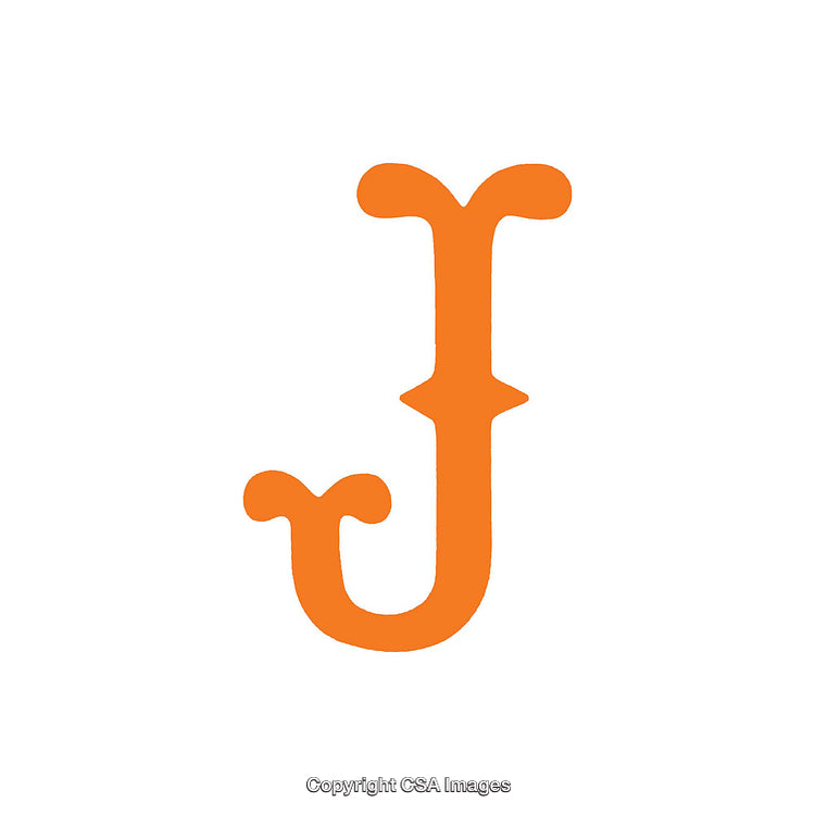 Orange Letter J With Unique Serif Design on White Background