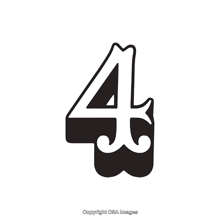 Stylized Black-and-White Illustration of the Number Four