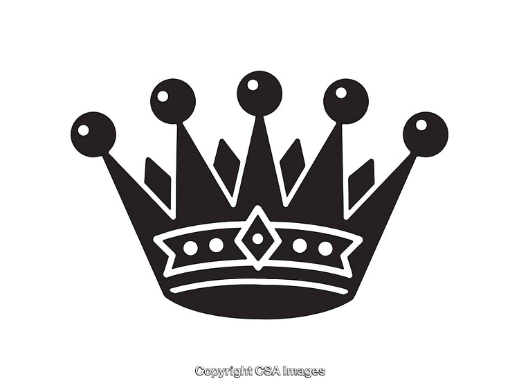 Black And White Crown Icon in Line Art Style