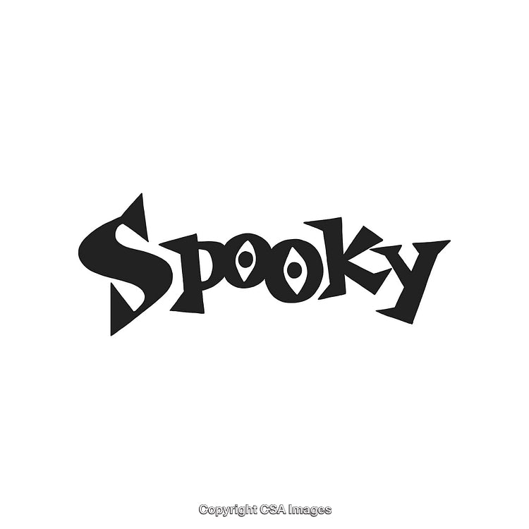 Black Halloween Spooky Text Design with Eyes and an Eerie Theme