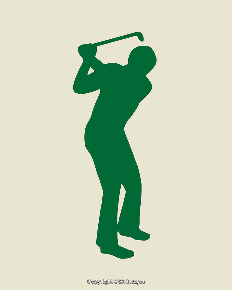 Green Silhouette of a Golfer Swinging in Action, Minimalist Style