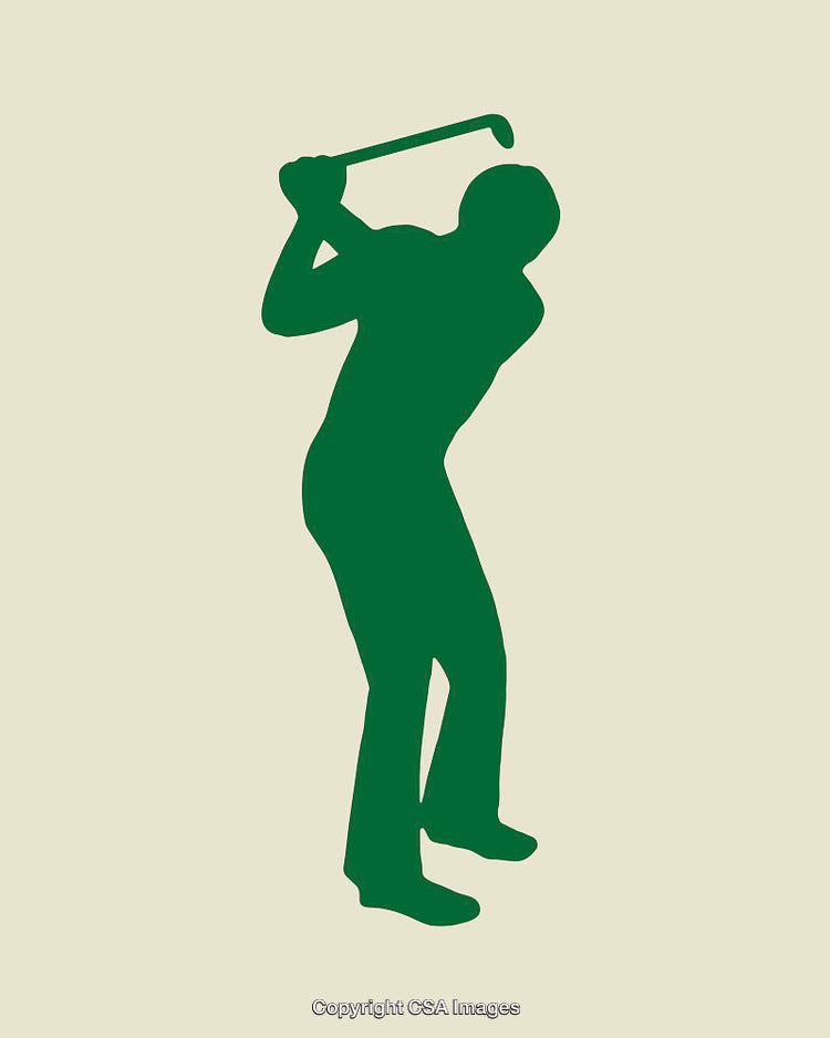 Green Silhouette of a Golfer Swinging in Action, Minimalist Style