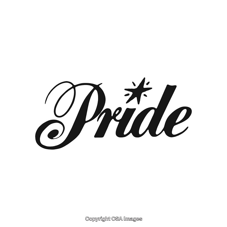 Elegant Calligraphy Text 'Pride' Design With Decorative Star Icon