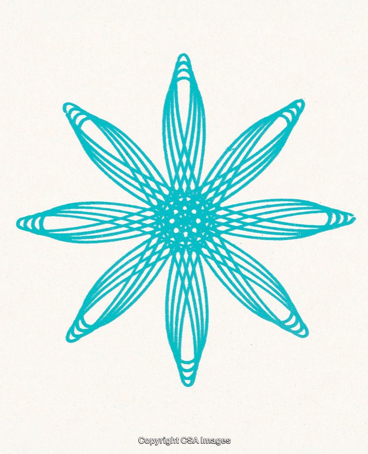 Abstract Turquoise Geometric Design With a Floral Pattern on White Background