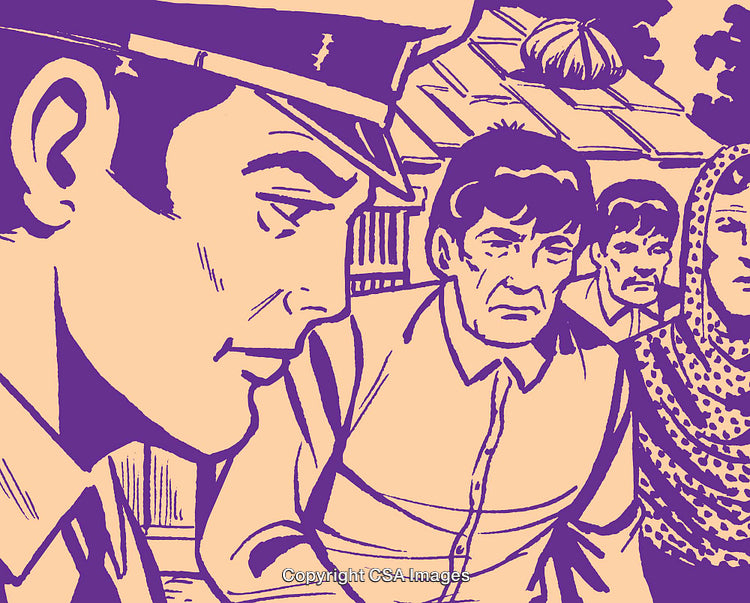 Vintage Styled Illustration Depicting People Gathering in an Outdoor Setting
