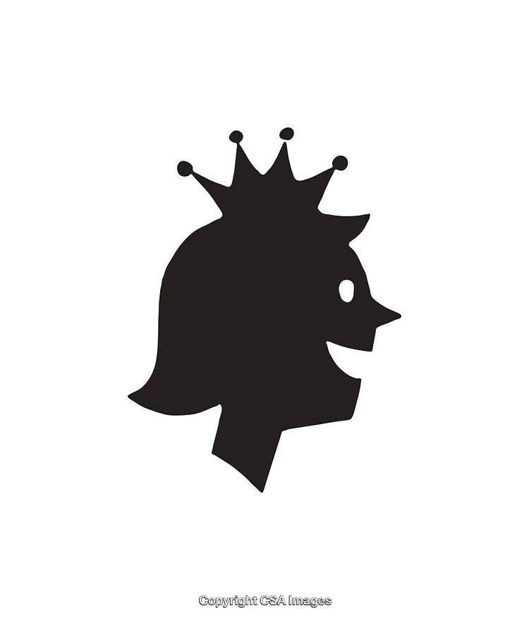 Silhouette Icon of a Princess with a Crown and a Smile