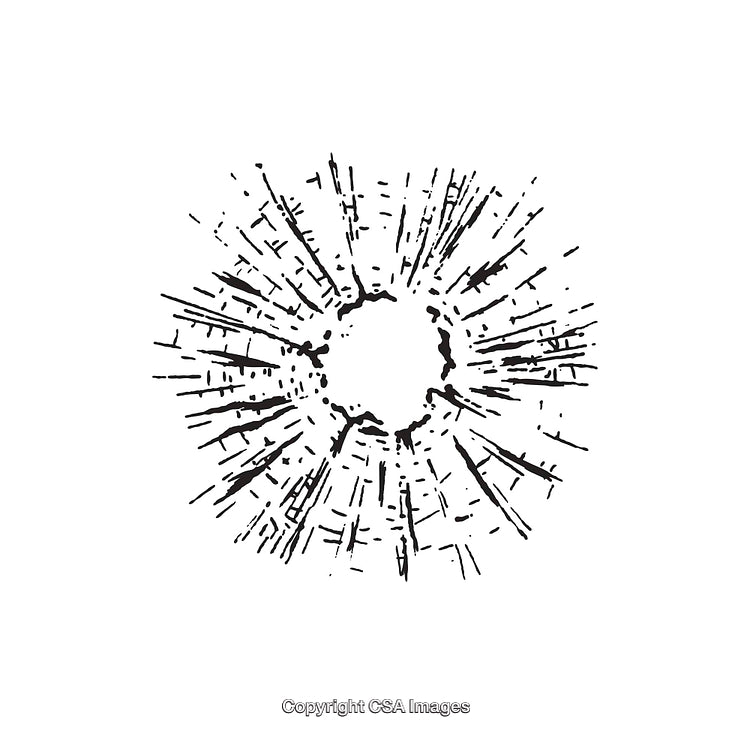 Black and White Line Art of Abstract Sunburst Design