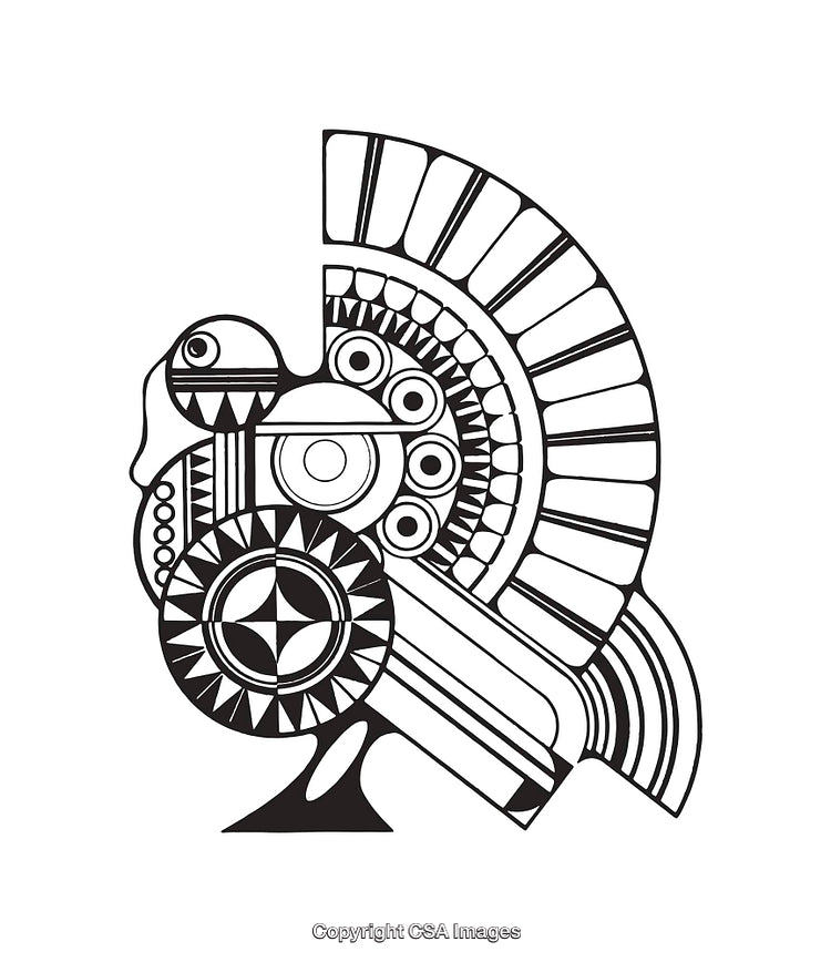 Black And White Abstract Tribal Line Art Illustration With Geometric Patterns