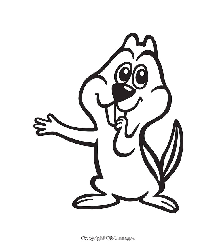 Cute Cartoon Squirrel Outline with Cheerful Expression for Coloring and Fun