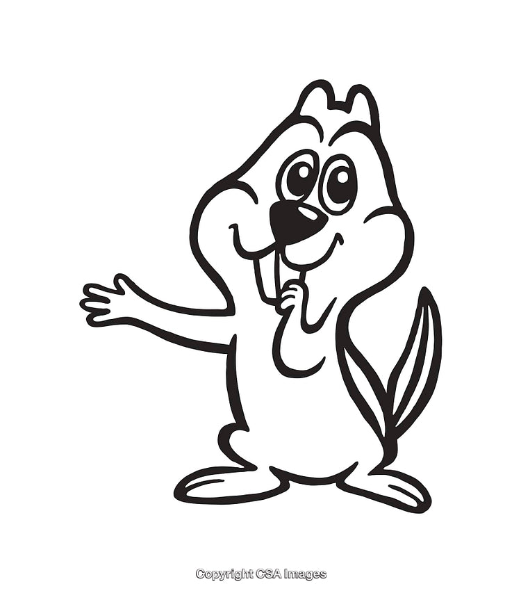 Cute Cartoon Squirrel Outline with Cheerful Expression for Coloring and Fun