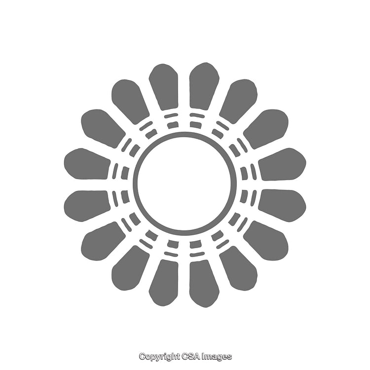 Circular Abstract Shape Resembling a Stylized Sunburst Design Symbol