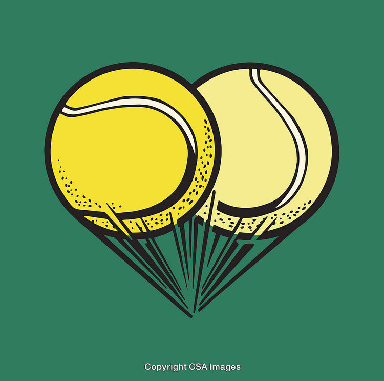 Illustrative Design of Two Tennis Balls Forming a Heart Shape