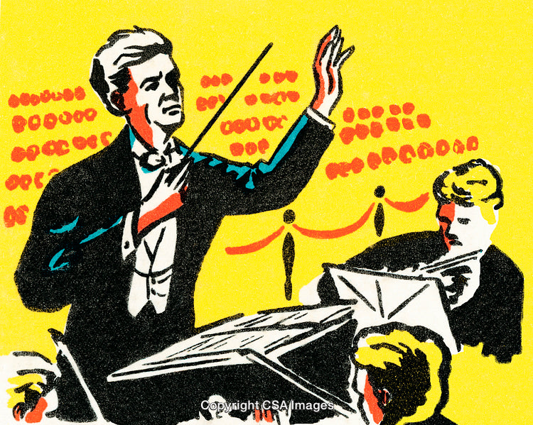 Orchestra Conductor Leading Musicians During Classical Music Performance