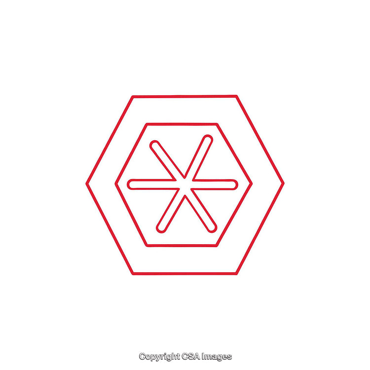Minimalistic Red Hexagon Design with Central Asterisk Element