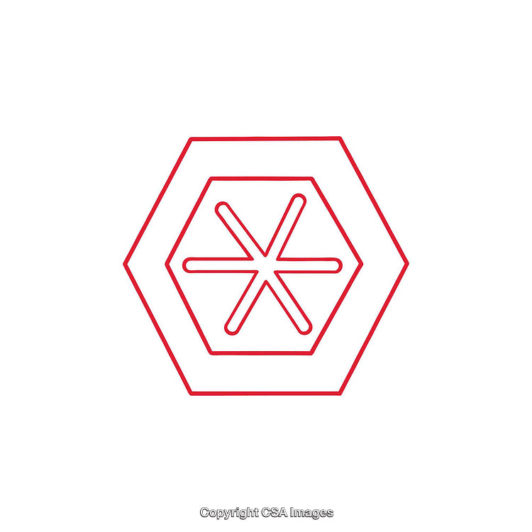 Minimalistic Red Hexagon Design with Central Asterisk Element