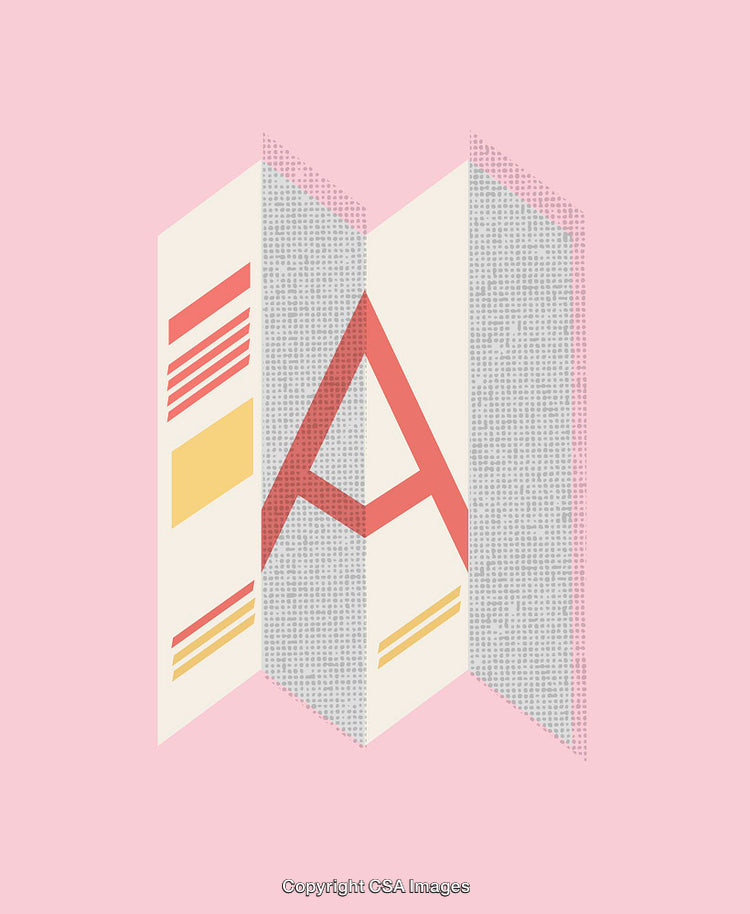 Minimalist Art Featuring Alphabet On Folded Map Illustration
