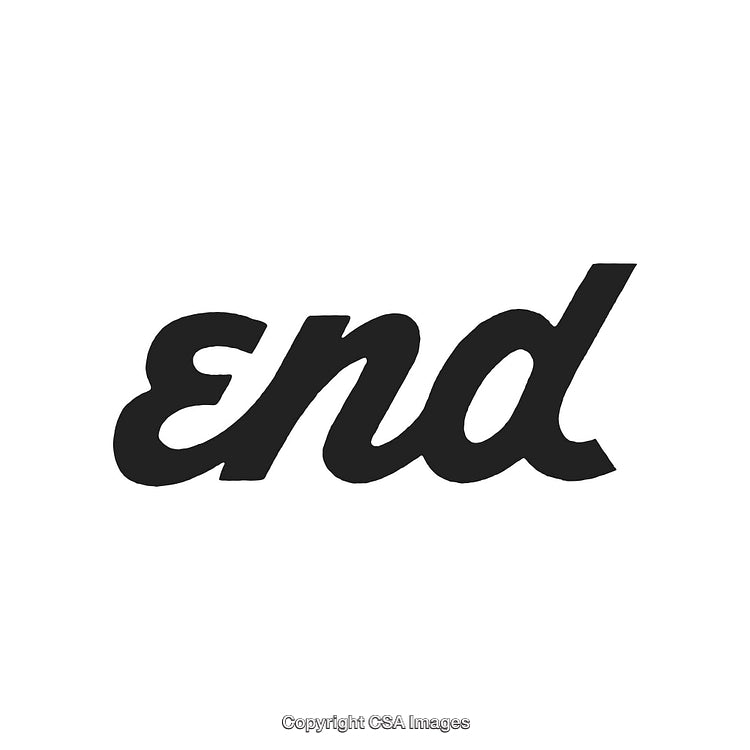 Handwritten Word 'End' in Stylish Script on White Background