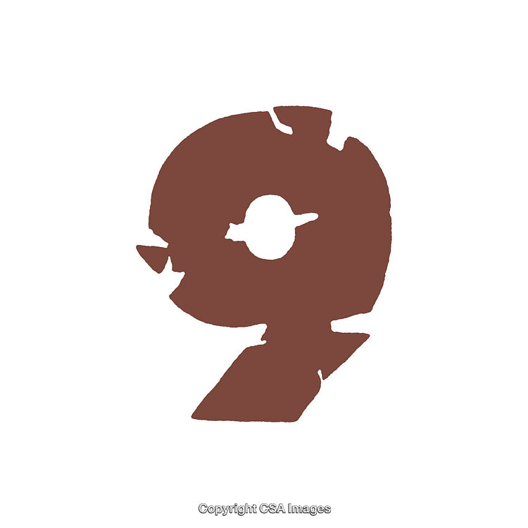 Abstract Brown Number Nine Design on White Background
