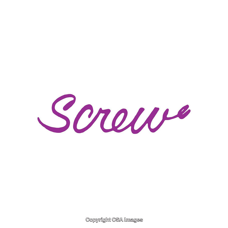 Purple Cursive Script Design Featuring the Word 'Screw' on White