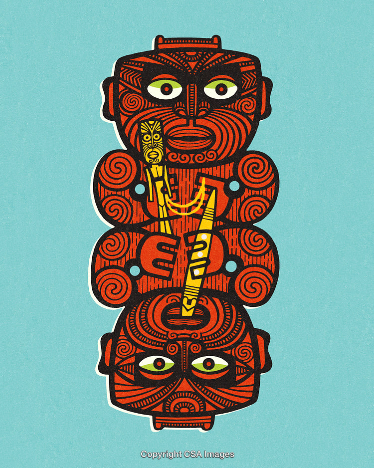 Stylistic Representation of Traditional Polynesian Art With Bright Colors and Patterns