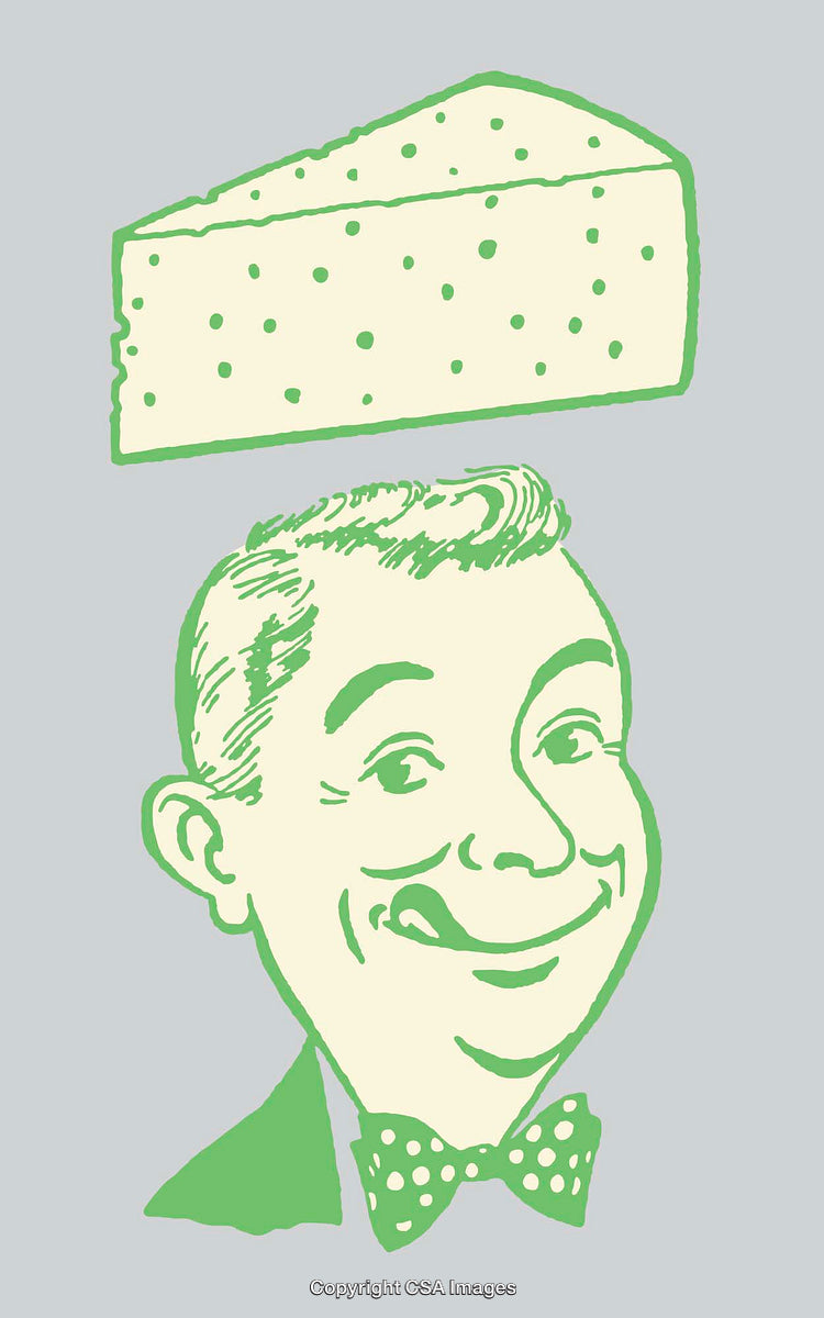 Vintage Style Man Smiling With Cheese Illustration in Retro Color Design