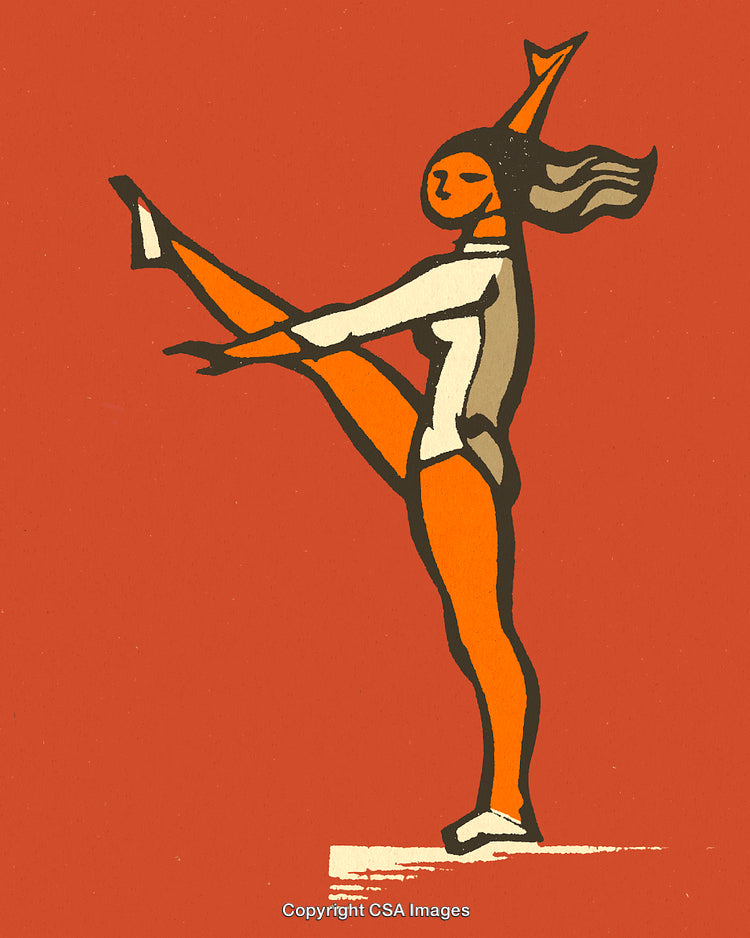 Illustrated Elegant Dancer in Motion Against a Vibrant Backdrop