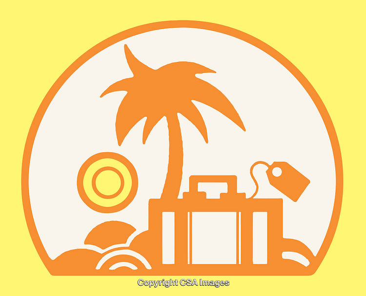 Tropical Vacation Illustration Featuring Palm Tree and Suitcase