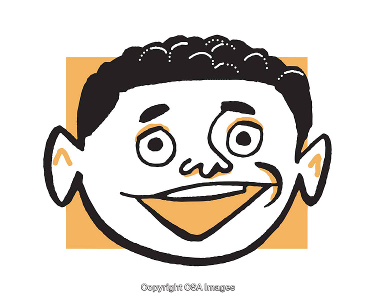 Expressive Cartoon Illustration of a Smiling Face in Bold Lines