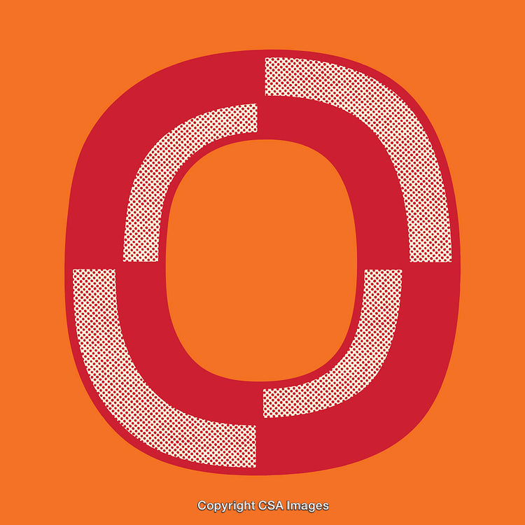 Stylized Red Number Zero on a Vibrant Orange Background