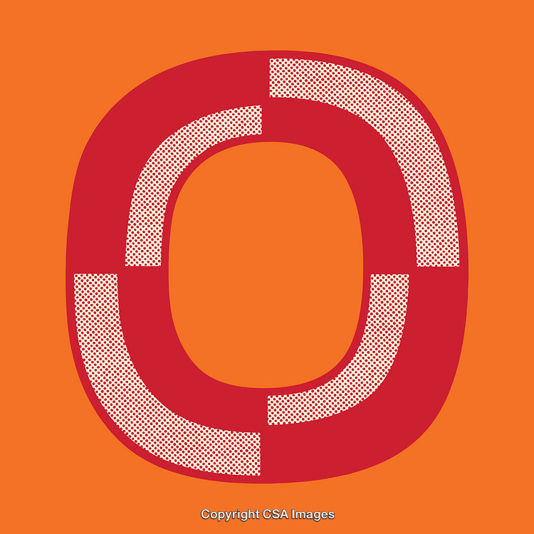 Stylized Red Number Zero on a Vibrant Orange Background