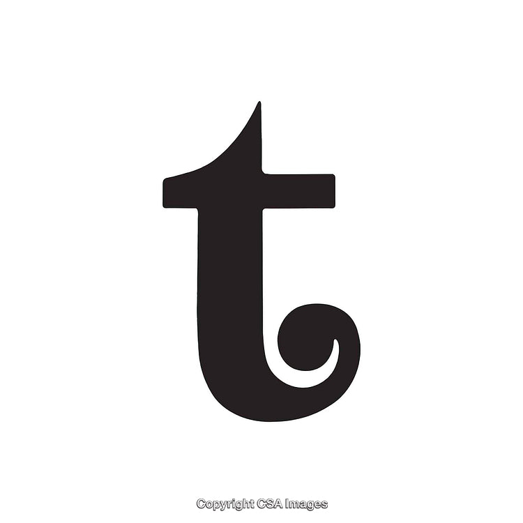 Artistic Black Letter 'T' in a Stylish Typographic Design