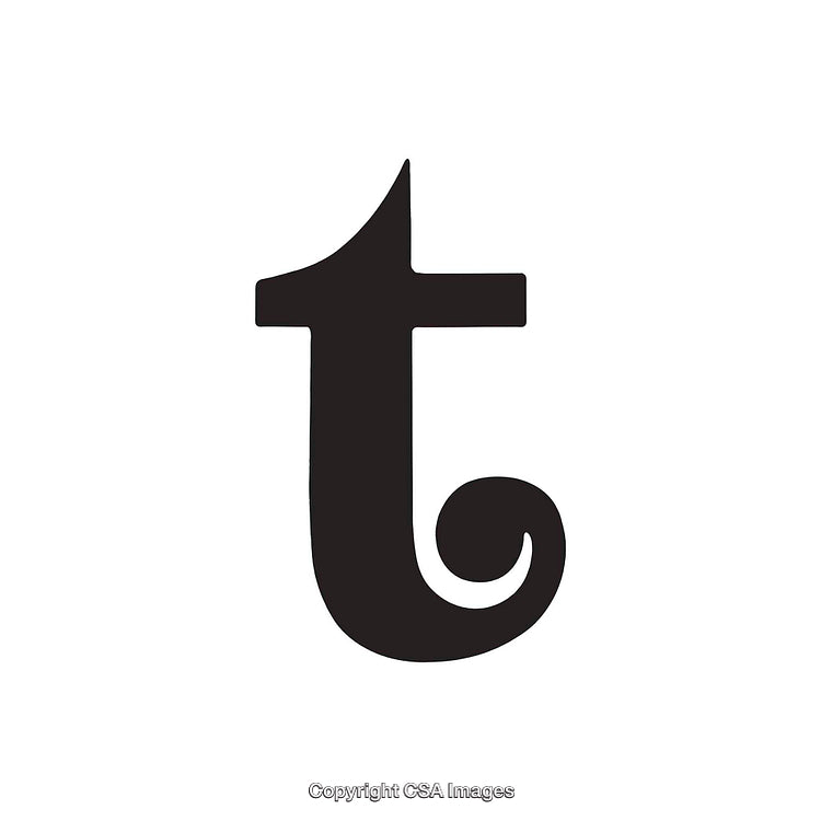Artistic Black Letter 'T' in a Stylish Typographic Design