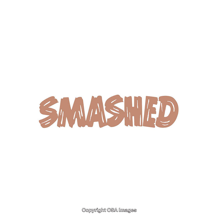 Smashed Text Illustration Featuring Dynamic Artistic Style On White Background