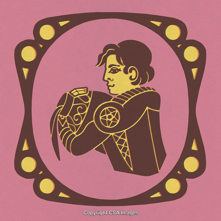 Colorful Vintage Illustration Featuring a Portrait in Ornate Framed Design