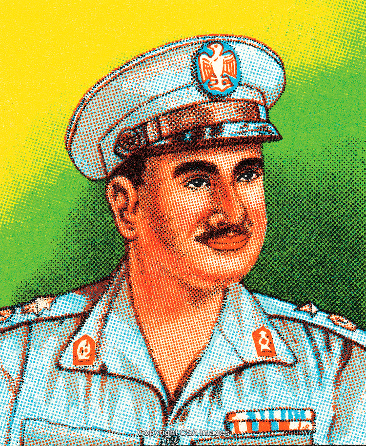 Colorful Vintage Style Portrait of a High-Ranking Military Officer